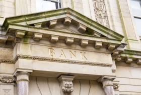 Bank sign above entrance