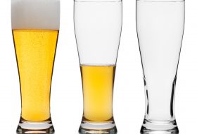 Beer glasses progressively empty