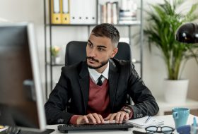 Man communicating using computer